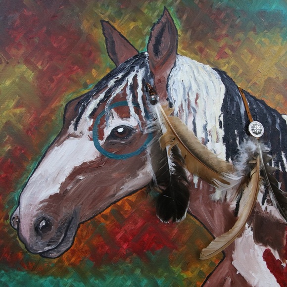 Native American Paint Horse Art Print Oil Painting Western Ranch Cowboy Decor - Picture 8 of 10